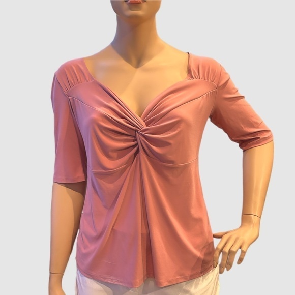 Igigi Love Knot Top Plus Size 2X Mauve Pink Sweetheart Neckline Barbie Shirt NWT - Picture 1 of 12